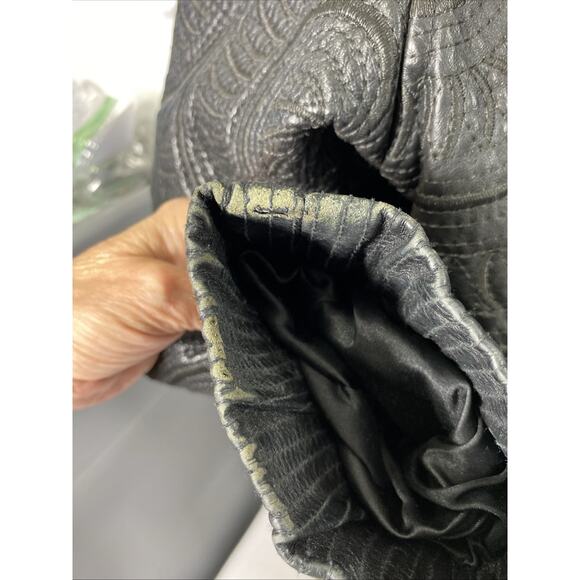 Anthm Design Co Leather Jacket Mens Size 6XL Full Zip Bomber Biker Black‎ Swirl - Picture 9 of 16